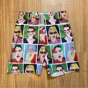 Zara X Natacha Paschal Art Printed Face Biker Shorts